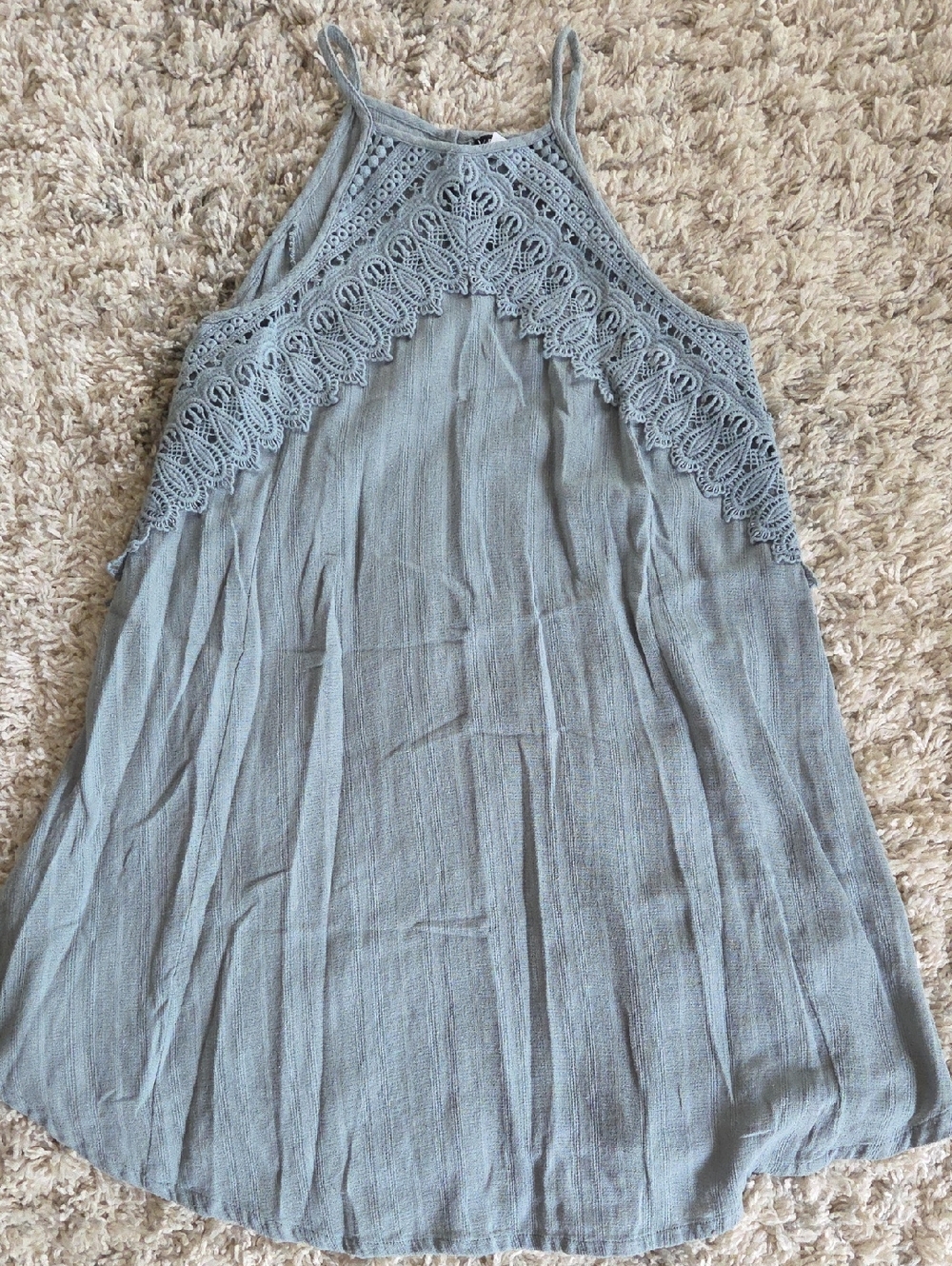 VENUS Light Green Crochet-Trim Midi Dress